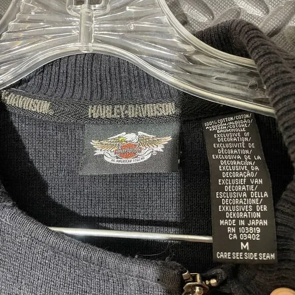 Vintage Harley Davidson‎ Biker Girl Gray Full Zip Fleece Sweater Women's Size M - Picture 4 of 9